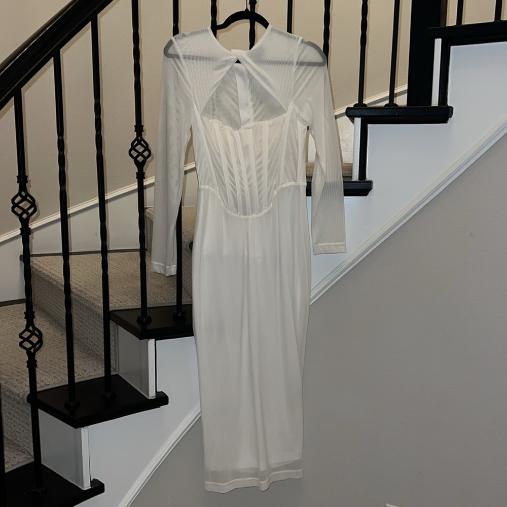 NWOT Bardot White Corset Midi Dress (size 6)